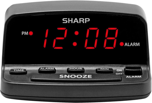 Sharp Digital Alarm Clock with Keyboard Style Controls Battery Back-Up Easy