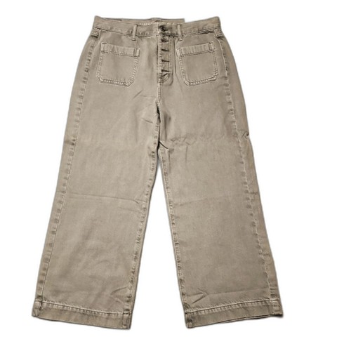 Jean standard American Eagle jambes larges crop 5 boutons vert mousse/gris taille 10 neuf avec étiquette