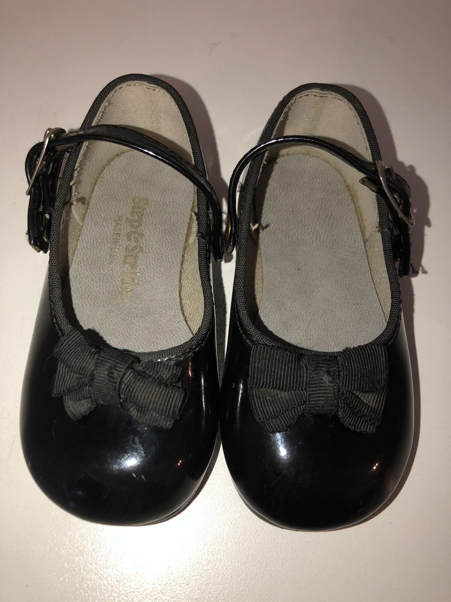 Step Stride Baby Girls Mary Jane Patton Leather Black Dress Shoes Size 3