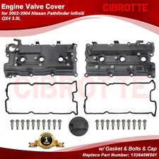 LH & RH Valve Cover Set w/ Gasket & Cap for 02-04 Nissan Pathfinder Infiniti QX4