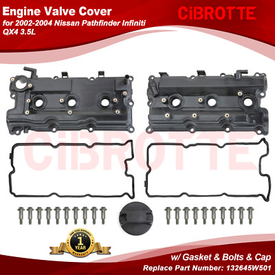 LH & RH Valve Cover Set w/ Gasket & Cap for 02-04 Nissan Pathfinder Infiniti QX4
