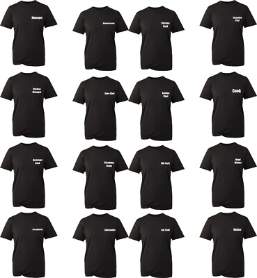 All Restaurant Staff Uniform Pack T-Shirt Manager Admin Workwear Unisex Gift Top