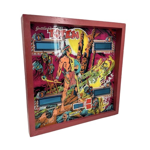 1979 Gottlieb Totem Pinball Machine Game Backglass In Original Frame