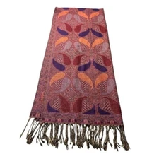 Paisley Pashmina Scarf Shawl Wrap Fringed 55% Pashmina 45% Silk