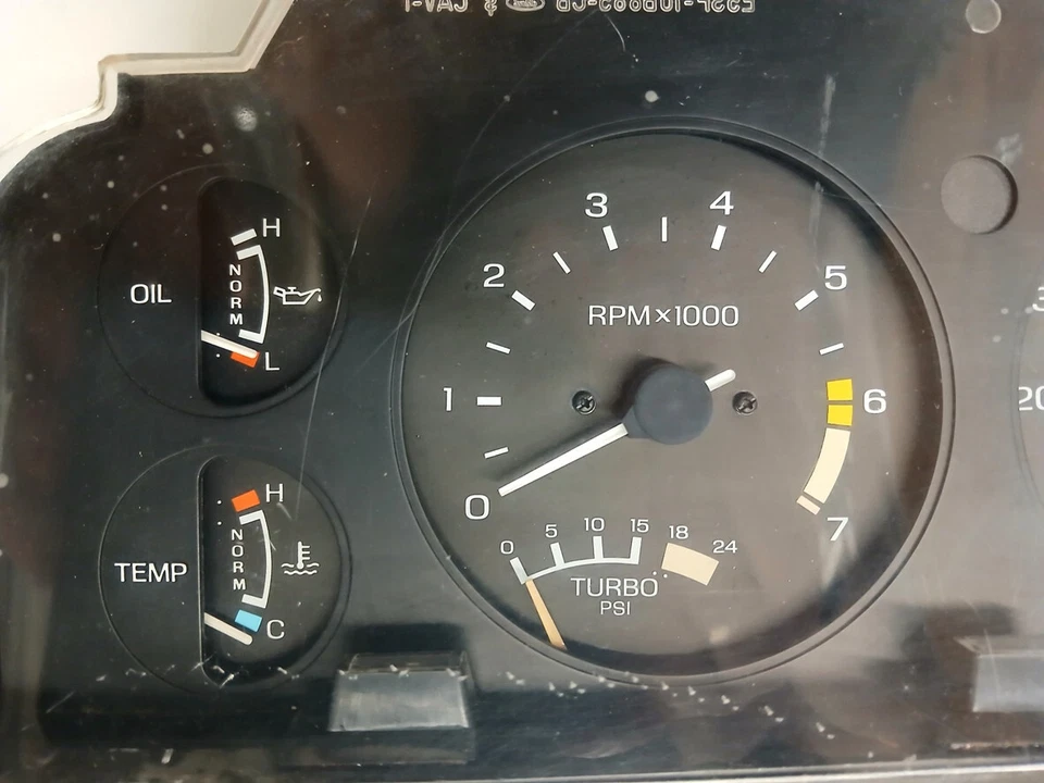 1985 1986 Ford Thunderbird Turbo painel medidor de painel usado - para peças ou reparo - Imagem 2 de 4