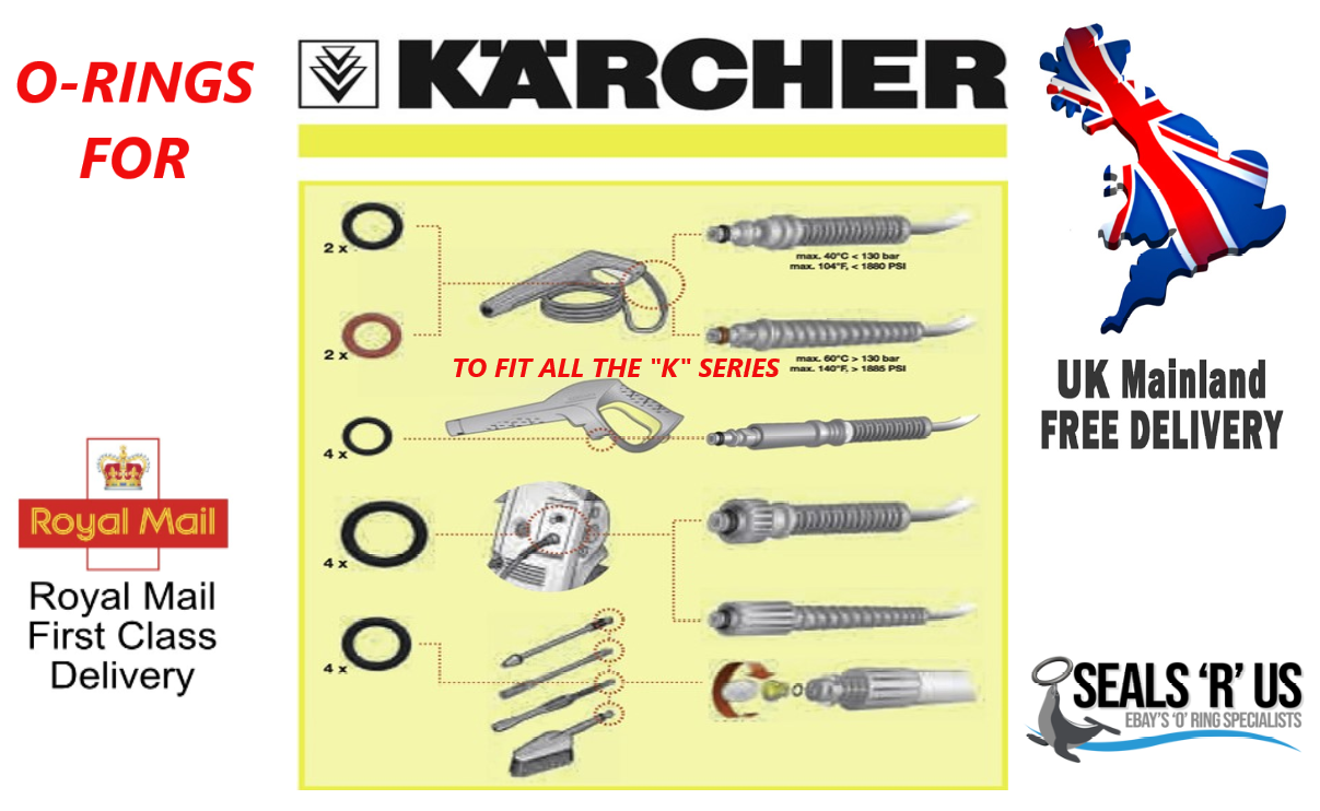 Karcher Pressure Washer ORing Kit Set. Fits All K Series K1 K2 K3 K4