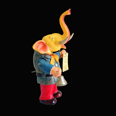 1930s Vintage Pre War Celluloid Elephant Circus Barker Wind Up Toy