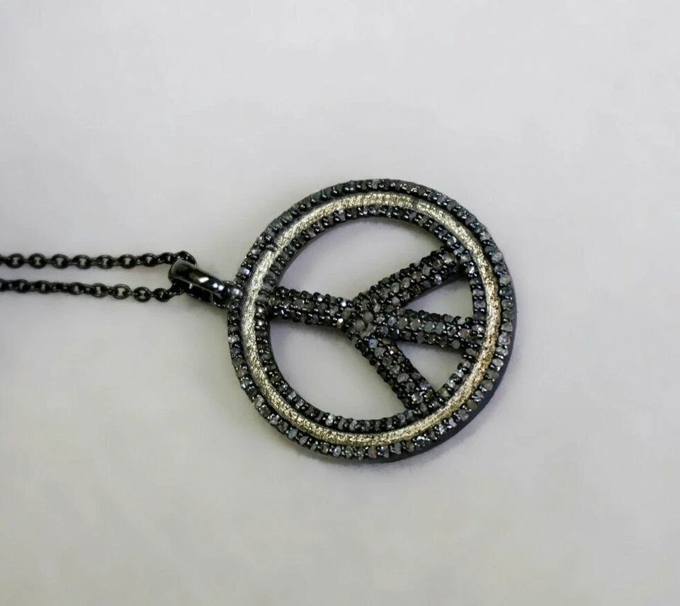Подвеска в виде знака мира с бриллиантом Pave серебро 925 пробы подарок - Изображение 4 из 4