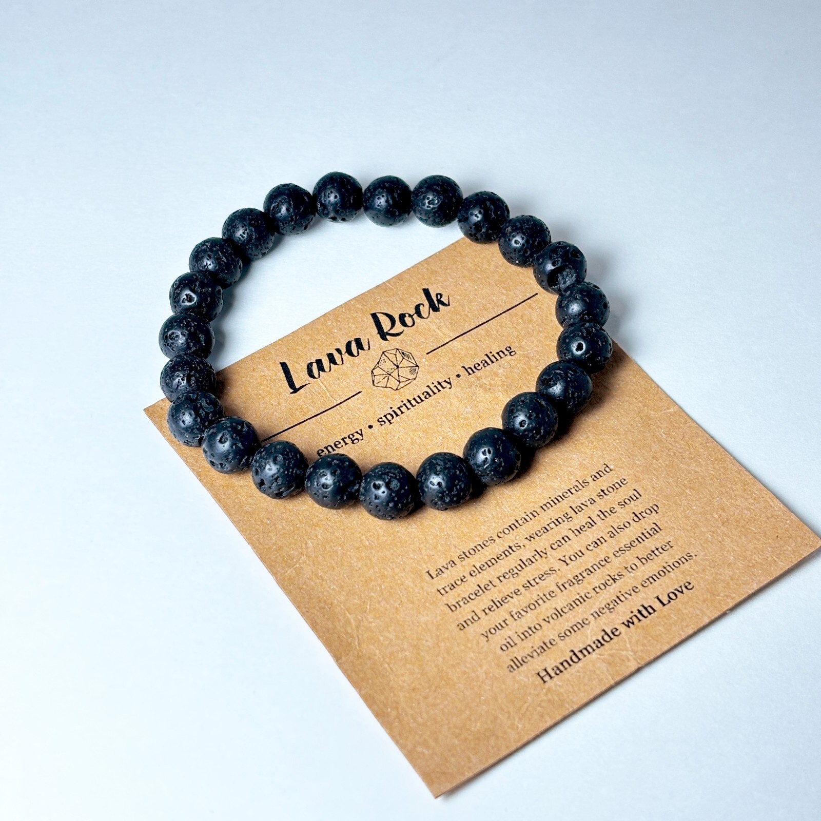 Lava Rock Essential Oil Diffuser Bracelet for Stress Relief with Healing Crystal