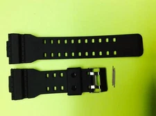 16mm Fits CASIO GA100 G-Shock Black Rubber Watch Band GA-110 GA-120 GA-300 GD100