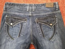 Urban Pipeline Jeans, Men's 34x31, Relaxed Fit, Bootcut, Dark Wash, Embroidered