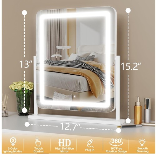 15.2" Vanity LED Lights Mirror 3 Color light Adjustment Makeup Mirror - 第 3/6 張圖片