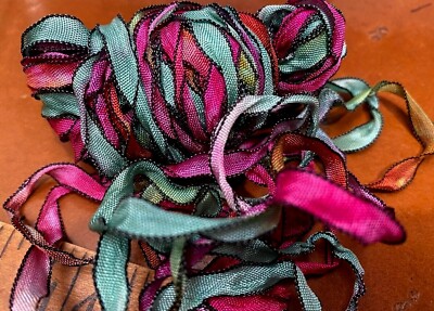 curly ribbon 1/4'' rayon back edge 2yds made in USA