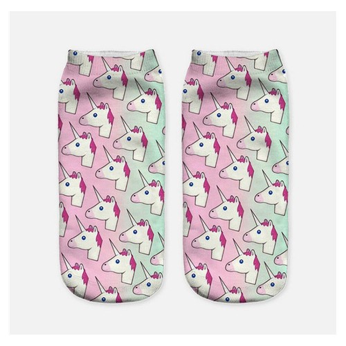 Women Girl Cute Cartoon Harajuku Animal 3D Print Kawaii Ankle Socks Unicorn- 2 - 第 1/2 張圖片
