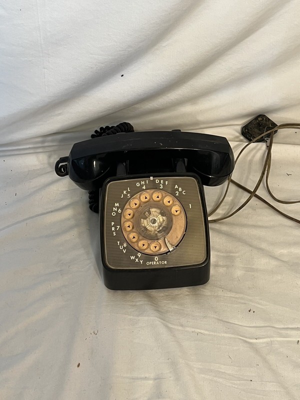 Vintage black Rotary phone desktop
