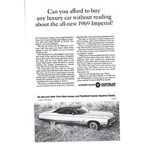 1969 Chrysler Imperial Car 1960s Vintage Print Ad 9 Inch W