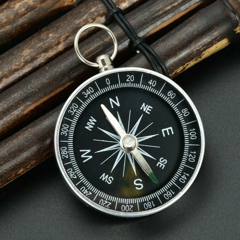Pocket Metal Compass Outdoor Hiking Camping Watch style Vintage Keyring School