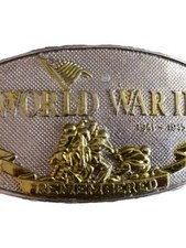 World War II Remembered Metal Belt Buckle WWII Silver Gold