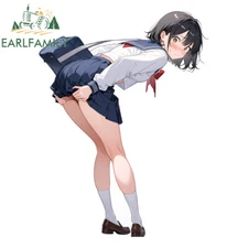 EARLFAMILY 5.1" Cute Anime Uniform Girl Waifu Car Decals Water Bottles Stickers