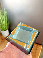 VINTAGE ART DECO STYLE CARLTON WARE BLEU ROYALE GOLD GILT GEOMETRIC ASHTRAY 50'S