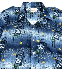 Vintage Richman Brothers Long Sleeve Casual Blue Floral Button-Up Shirt Men's XL