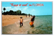 Florida, "Keep it Cool" Beach Bathing Scene, Posted Orlando, FL, 1981 Postcard 