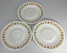 Set of 3 Vintage Corelle Corning Butterfly Gold Saucers 