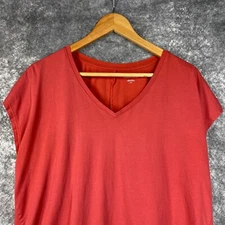 Eileen Fisher Shirt Womens Large Orange Lux Organic Cotton Soft Comfy Boxy Tee