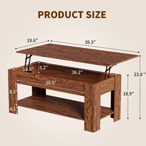 Coffee Table Lift Top Coffee Tables with Hidden Compartment and Storage Shelf - Picture 53 of 53