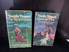 Lot 2 vintage Dorothy Dunnett Lymond Chronicle PBs~Queen's Play, Ringed Castle