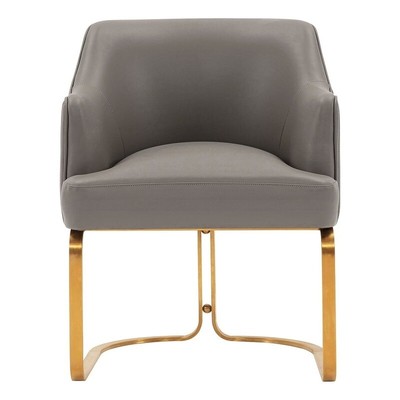 Manhattan Comfort Reeva Dining Armchair with Solid Wood Frame in Taupe
