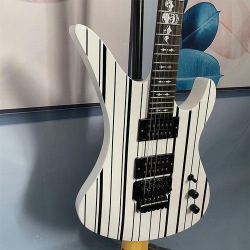 Black Strips Synyster Electric Guitar HH Pickups FR Bridge Basswood Body White - Picture 4 of 10