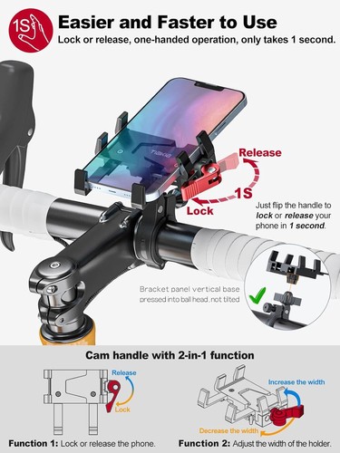 Support de téléphone vélo, support de téléphone moto en aluminium, guidon CANADA - Photo 4 sur 11