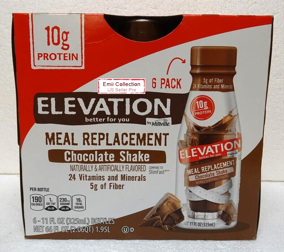 Elevation by Millville Meal Replacement Chocolate Shake Box 66fl