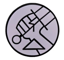 Hellboy R&D White Logo Metal Enamel 1 Inch Tall Pin