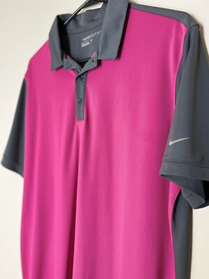 NICE   Nike   PINK ~ Golf Polo Shirt Button Front Mens Size Large CLEAN SHIRT
