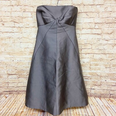 J Crew Womens Special Occasions Dress Size Strapless Ribbed Silk Gray NWT 