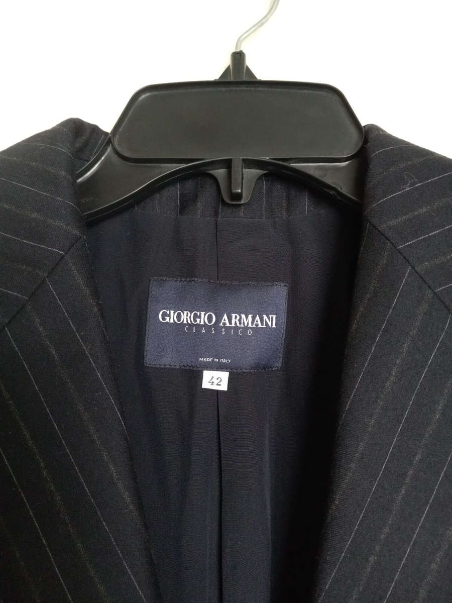 Giorgio Armani ネイビー ジャケット Giorgio Armani Women's Blazer Jacket Navy Blue Wool Cotton