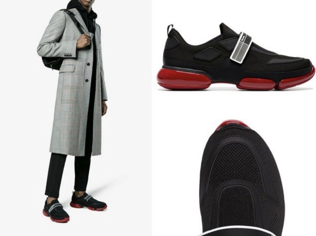 Prada Black / Red Cloudburst Low top Strap Logo Men's Prada Black / Red Cloudburst Low top Strap Logo Men's