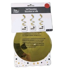 3PC Graduation Gold Hanging Swirls Decoration...