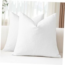 Pack of 2 Throw Pillow Covers 24x24 Inch Soft 24" x 24" Pack of 2 White