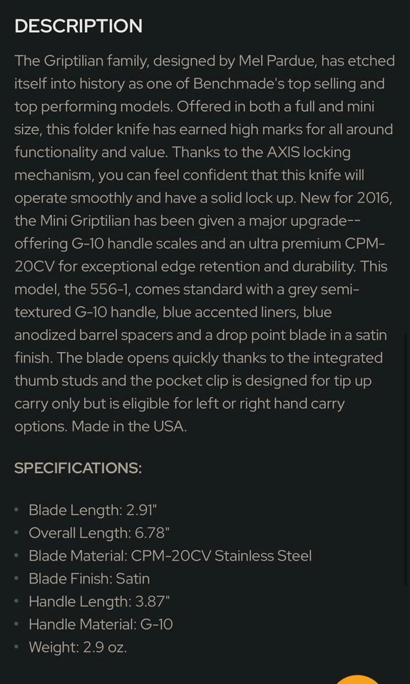 Benchmade 556 Mini Griptilian Pocketknife - Image 3 of 3