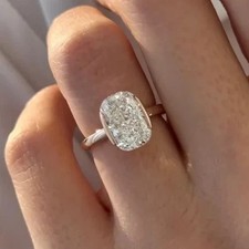 3.5Ct Elongated Cushion Cut Half Bezel Solitaire Ring In 14k Yellow Gold Plated