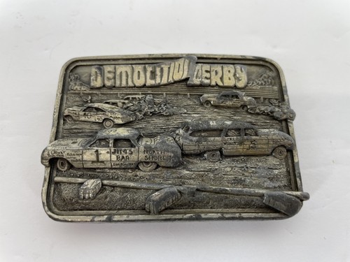 Vintage 1988 Bergamot Brass Works Demolition Derby Belt Buckle San Francisco Bay