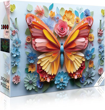 1000 Piece Butterfly Puzzle for Adults Glow in the Dark Flower Art Jigsaw 20x28"
