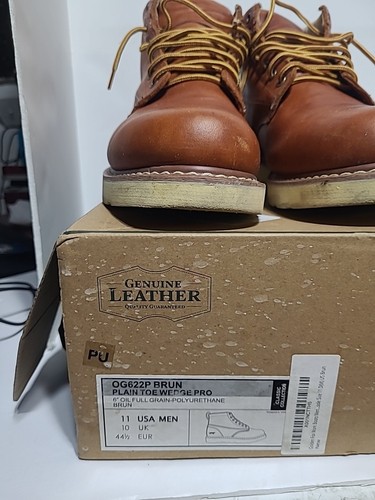 Golden Fox Work Boots 6.5" Men's Plain Toe Wedge Comfortable Boot US 11 Brown - Picture 2 of 13