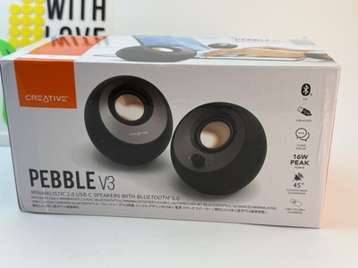 CREATIVE Pebble V3 Minimalistic 2.0 USB-C Desktop Speakers with USB Audio, Clear
