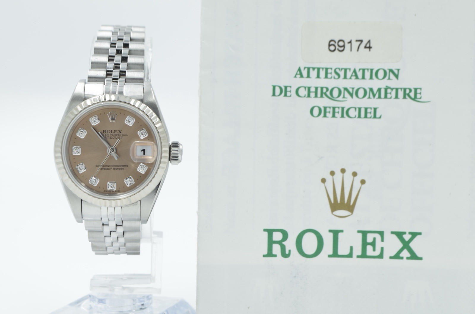 Rolex Lady-Datejust 69174 Pink Diamond Dial 1999 with Box and Papers image 6