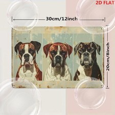 A Collage of Three Boxer Dog Portraits Tin Metal Signs Home D cor 8x12