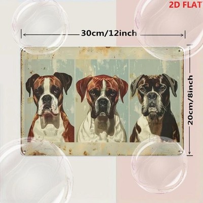 A Collage of Three Boxer Dog Portraits Tin Metal Signs Home Décor 8x12